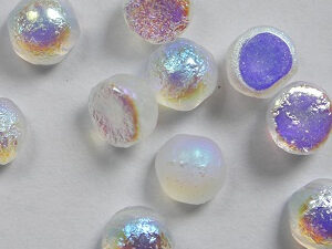 CAB-2-hole-00030-28783 2-hole Cabochons, 6 mm, Crystal Etched AB Full
