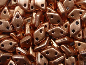 CM-DI-0177JT Matte Metallic Copper CzechMates 2-hole Diamond Beads, 5 gram