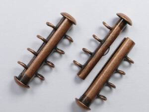 Vertical Loop schuifsluiting, 4 strengen, antique copper plated - Afbeelding 1