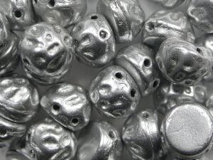 BQ2Cab-01700 Baroque 2-Hole Cabochon 7 mm Matte Metallic Silver 20 Pc. - Afbeelding 1