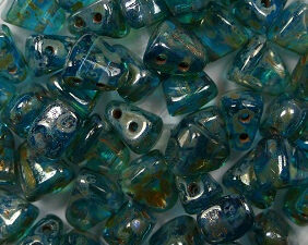 NB-60020TP Nib-Bit, 6x5 mm, Matubo, Aquamarine Silver Picasso - Afbeelding 1