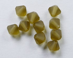 PrBic-06-GBERMAT Matte Gold Beryl Preciosa Bicones 6 mm 10 stuks op=op