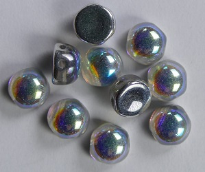 CAB-2-hole-00030-98530 2-hole Cabochons, 6 mm, Crystal Silver Rainbow - Afbeelding 1