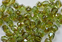 FP1-03-50520Z Light Peridot Celsian Czech Glass Facet Firepolish 3mm 50 stuks