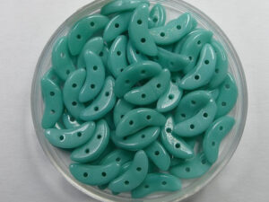 CZM-CR-63130 2 hole Crescent Beads, 10x3 mm, Czech Mates, Opaque Turquoise - Afbeelding 1