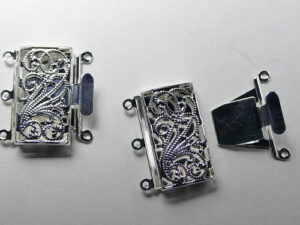 Schuifsluiting, 3 strengen, silver plated