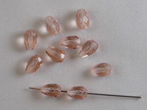 Firepolished Drops, 10x7 mm, Rose - Afbeelding 1
