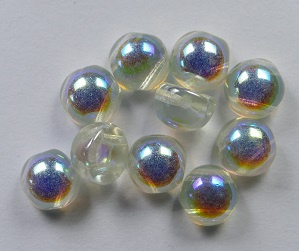 CAB-2-hole-00030-98539 2-hole Cabochons, 6 mm, Crystal Blue Rainbow