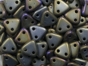 CMTR-21115JT 2 hole Triangle Beads, 6 mm, Czech Mates, Matte Iris Brown - Afbeelding 1
