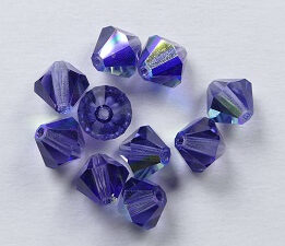 PrBic-06-TANAB Tanzanite AB Preciosa Bicones 6 mm 10 stuks - Afbeelding 1