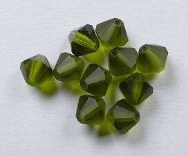 PrBic-06-OLIMAT Matte Olivine Preciosa Bicones 6 mm 10 stuks op=op - Afbeelding 1