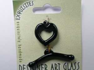 TGL-02-JET Toggle Clasp, kapittelsluiting, 1 streng , glas, hartvormig: jet