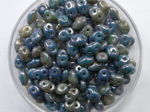SD-63132-15001 Green Turquoise/Ivory Nebula Matubo SuperDuo Duets 10 gram