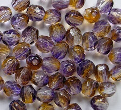 FP1-04-3114CRK Dual Coated Cantaloupe/Grape Czech Glass Facet Firepolish 4mm 50 stuks