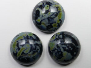 CAB-R18-23980-86800 Black Picasso Czech Round Cabochon 18 mm - Afbeelding 1