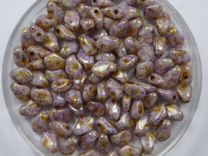 GB-03000-15695 Gekko beads, 3x5 mm, Chalk White Lila Gold Luster
