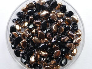 GB-23980-27101 Gekko beads, 3x5 mm, Jet Capri Gold - Afbeelding 1