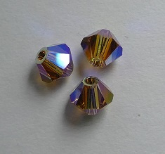 SW-04-LTSMTOAB2 4 mm Light Smoked Topaz AB2x Swarovski Element Bicones - Afbeelding 1