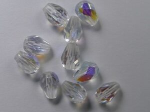 Firepolished Drops, 7x5 mm, Crystal AB - Afbeelding 1