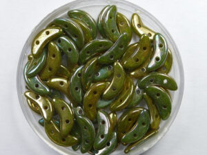 CZM-CR-84020LH Oxidized Bronze Chartreuse CzechMates 2-hole Crescent Beads, 10x3 mm - Afbeelding 1