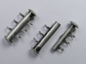 Vertical Loop schuifsluiting, 3 strengen, antique silver plated