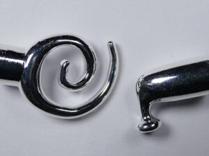 Togglesluiting met swirl, 6 mm, Silver plated