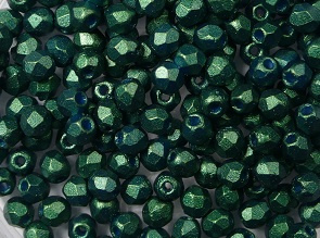 FP1-03-24105AL Gold Shine Emerald Czech Glass Facet Firepolish 3mm 50 stuks