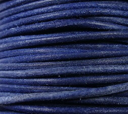 IL-2-NDBl Natural dyed blue Indiaas leer rond 2 mm, 50 cm