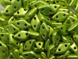 CM-DI-05A09 Color Trends Saturated Metallic Lime Punch CzechMates 2-hole Diamond Beads, 5 gram