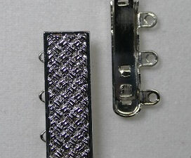Rechthoekige sluiting voor 3 strengen, rhodium plated