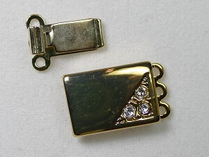 Rechthoekige sluiting voor 3 strengen, gold plated