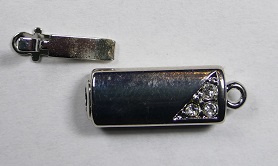 Rechthoekige sluiting voor 1 streng, rhodium plated
