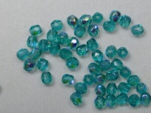 FP1-03-60220X Teal AB Czech Glass Facet Firepolish 3mm 50 stuks - Afbeelding 1