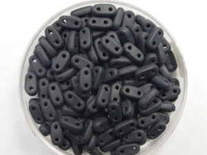 CZM-B-23980M 2 hole Bar Beads 6x3 mm Czech Mates Matte Jet - Afbeelding 1