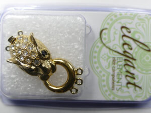 Bijzondere sluiting voor 3 strengen, Cheetah, gold plated