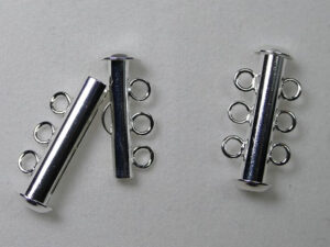 Ronde schuifsluiting, 3 strengen, silver plated - Afbeelding 1