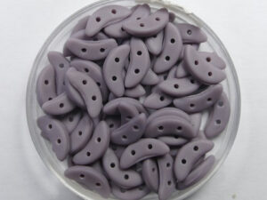 CZM-CR-23030M 2 hole Crescent Beads, 10x3 mm, Czech Mates, Matte Opaque Purple