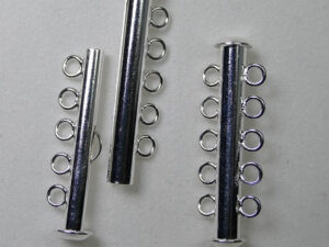 Ronde schuifsluiting, 5 strengen, silver plated