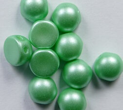 CAB-2-hole-02010-25025 Alabaster Pastel Light Green 2-hole Cabochons, 6 mm - Afbeelding 1
