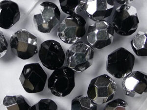 FP1-06-23980S Jet 1/2 Silver Coated Czech Glass Facet Firepolish 6 mm 25 stuks - Afbeelding 1