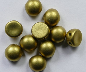 CAB-2-hole-02010-29418 2-hole Cabochons, 6 mm, Alabaster Metallic Olivine - Afbeelding 1