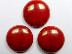 CAB-R24-93190-15495 Red Coral Lumi Czech Round Cabochon 24 mm - Afbeelding 1