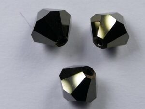 6 mm Jet Nut 2x Swarovski Element Bicones - Afbeelding 1