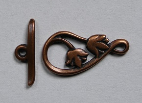 Toggle Clasp, Tulips, kapittelsluiting, 1 streng, antiek koper