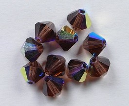 PrBic-06-LTBURAB Light Burgundy AB Preciosa Bicones 6 mm 10 stuks