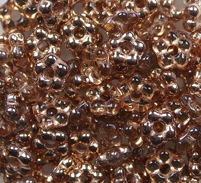 FB-00030-27101 czech glas flower beads crystal capri gold