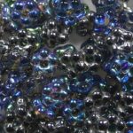 FB-00030-98537 czech glas flower beads crystal graphite rainbow