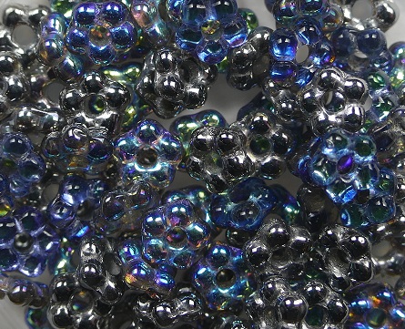 FB-00030-98537 czech glas flower beads crystal graphite rainbow