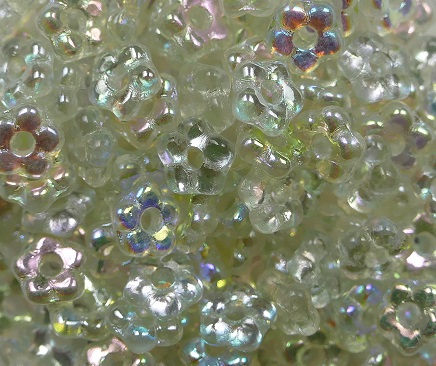 FB-00030-98539 czech glas flower beads crystal green rainbow