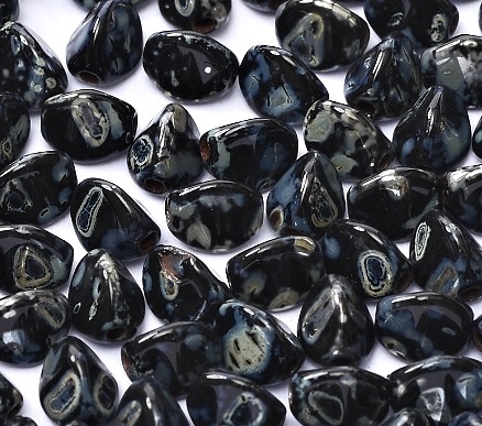 PI-75-23980-43400 pinch beads 7×5 jet silver travertin